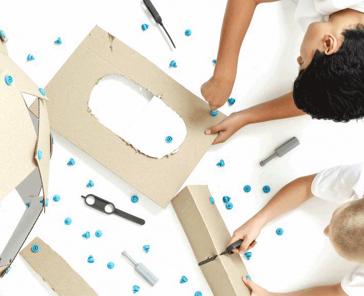 Makedo Toolkit Cardboard Construction System by Paul Justin